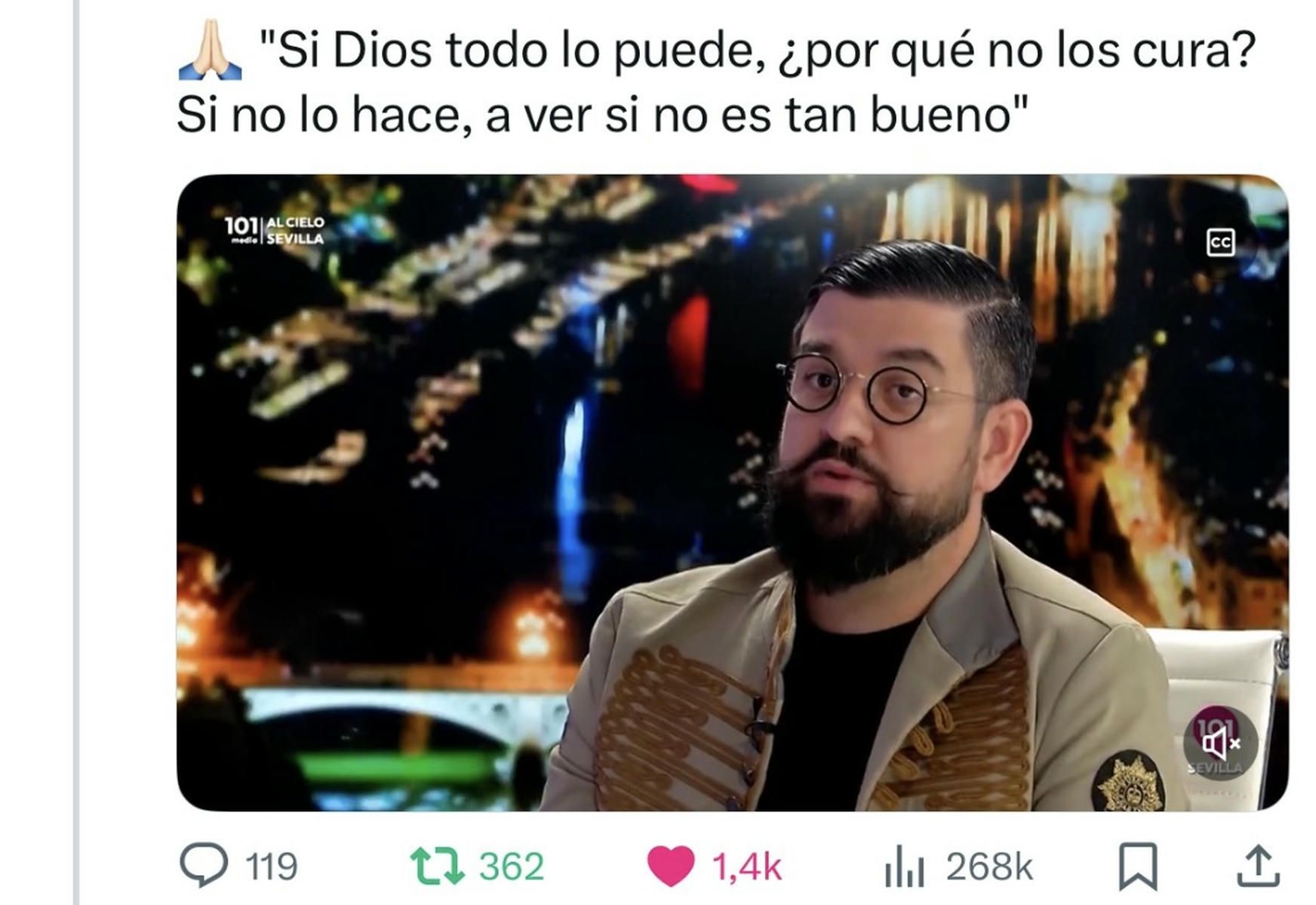 Uno de los tuits que han dedicado a Manu Sánchez tras su entrevista en una tele local de Sevilla. Uno de los tuits que han dedicado a Manu Sánchez tras su entrevista en una tele local de Sevilla.