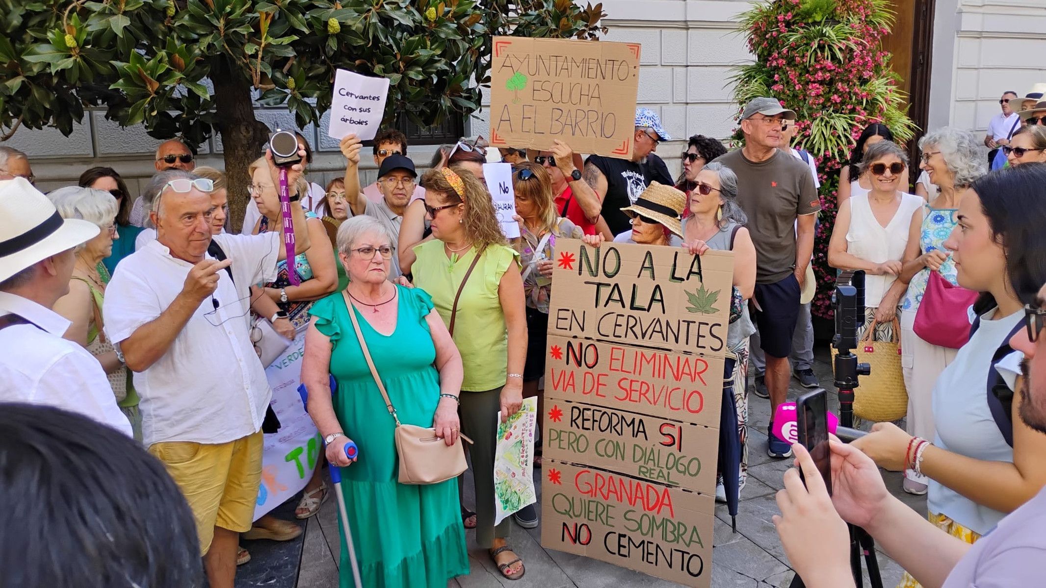 Una de las protestas contra la tala de árboles en la Avenida Cervantes de Granada.