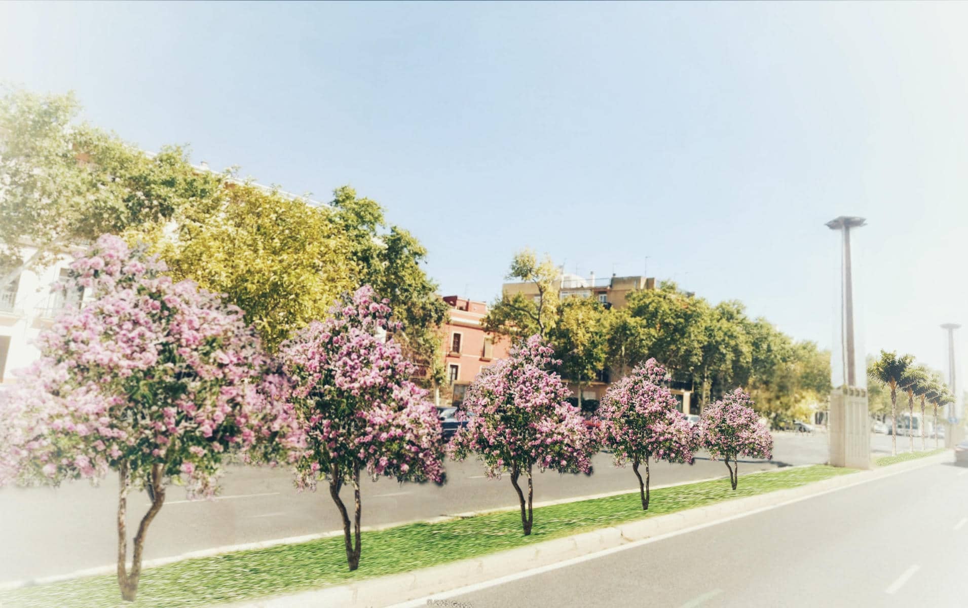 Recreación del cambio que se pretende sobre las medianas en Sevilla.