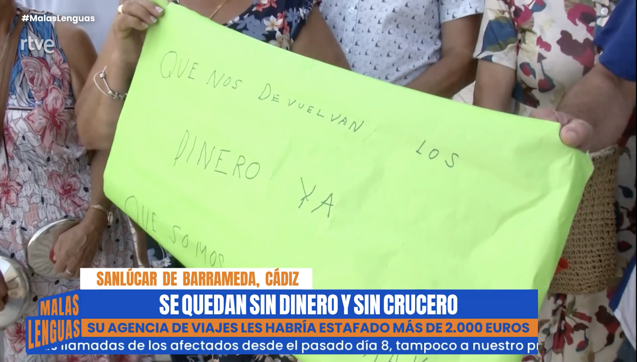 Pancarta de los vecinos de Sanlúcar en la manifestación.