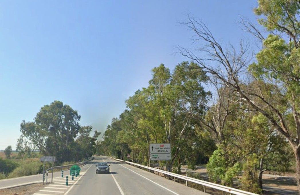 El inicio de la recta de Los Palacios, en la N-IV.