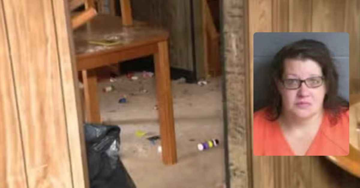 Una estancia de la casa y la imagen de la madre que guardaba los cadáveres de sus cuatro bebés en bolsas de basura. Una estancia de la casa y la imagen de la madre que guardaba los cadáveres de sus cuatro bebés en bolsas de basura.