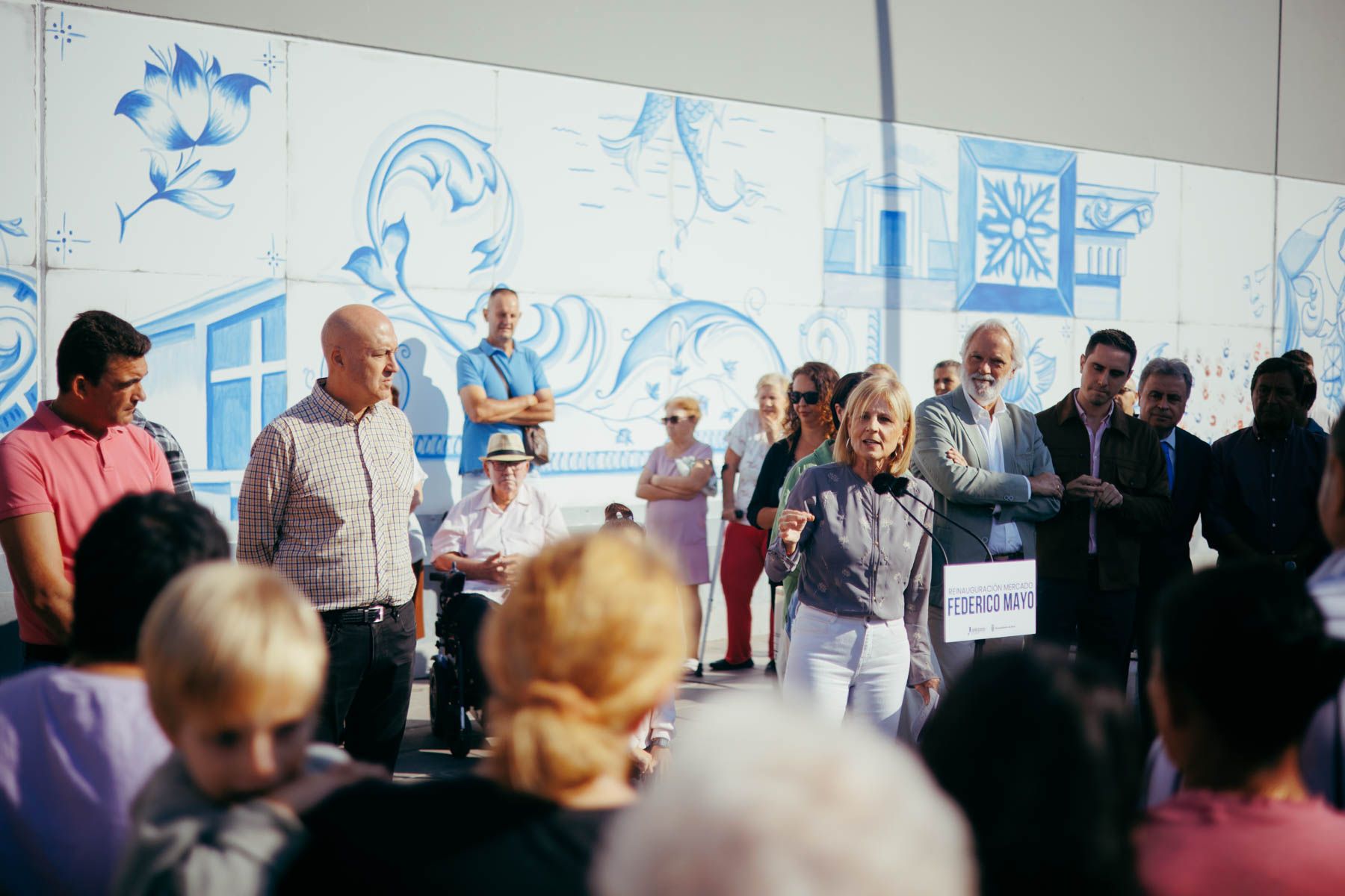 María José García-Pelayo, en la inauguración del mercado de Federico Mayo.