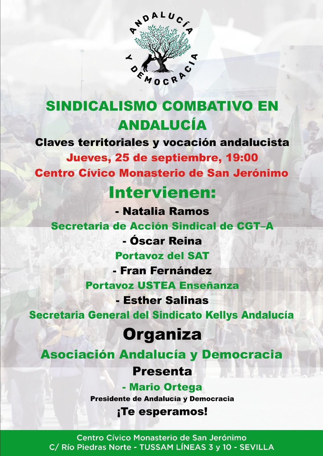 Programa de las jornadas sobre sindicalismo combativo.