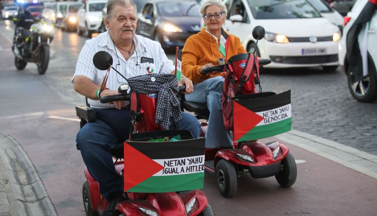 El histórico sindicalista, José Manuel Trillo, también ha participado en la caravana por Palestina.