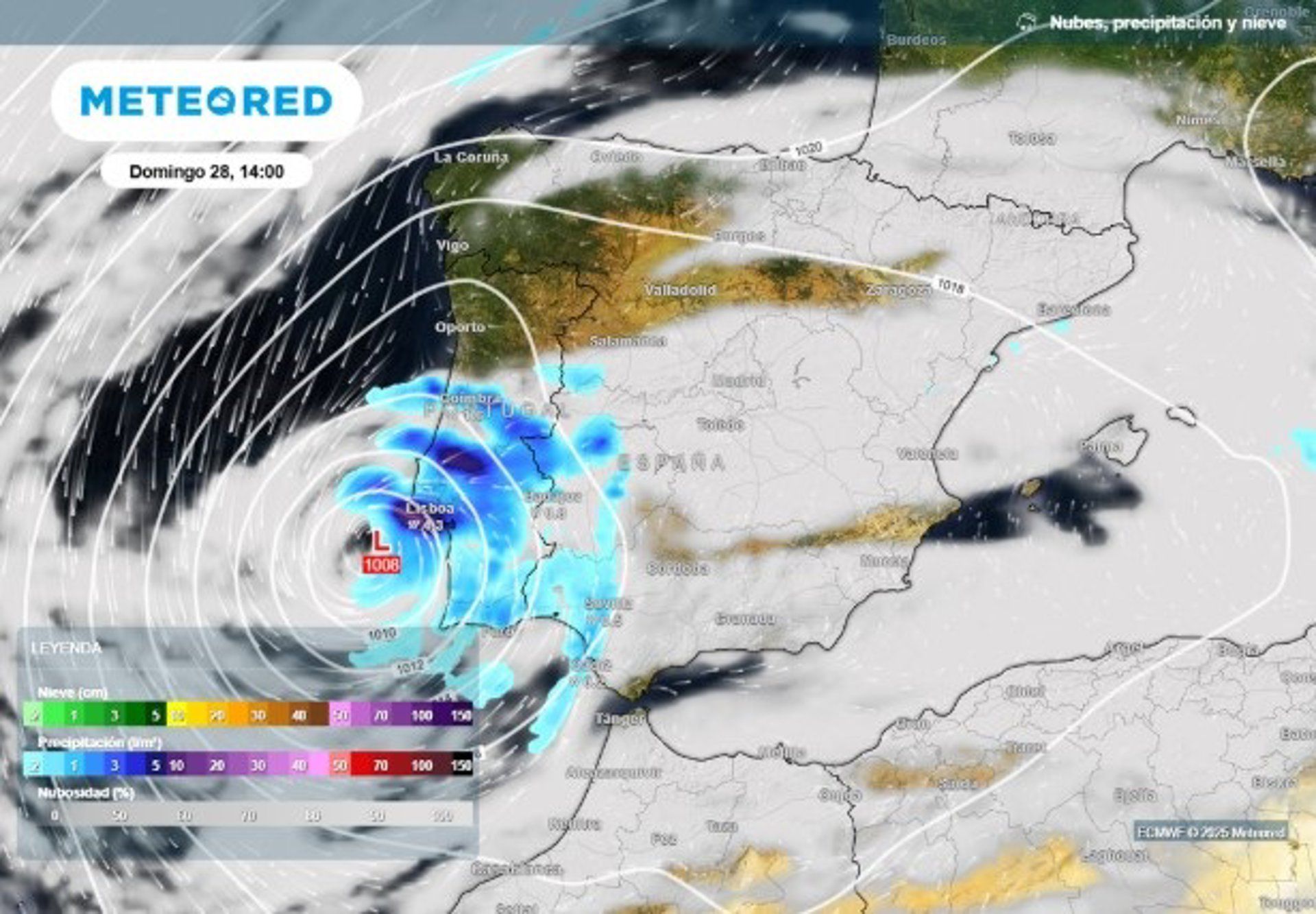 Así llega el ex huracán Gabrielle a Andalucía.