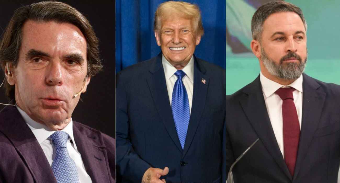 José María Aznar, Donald Trump y Santiago Abascal.