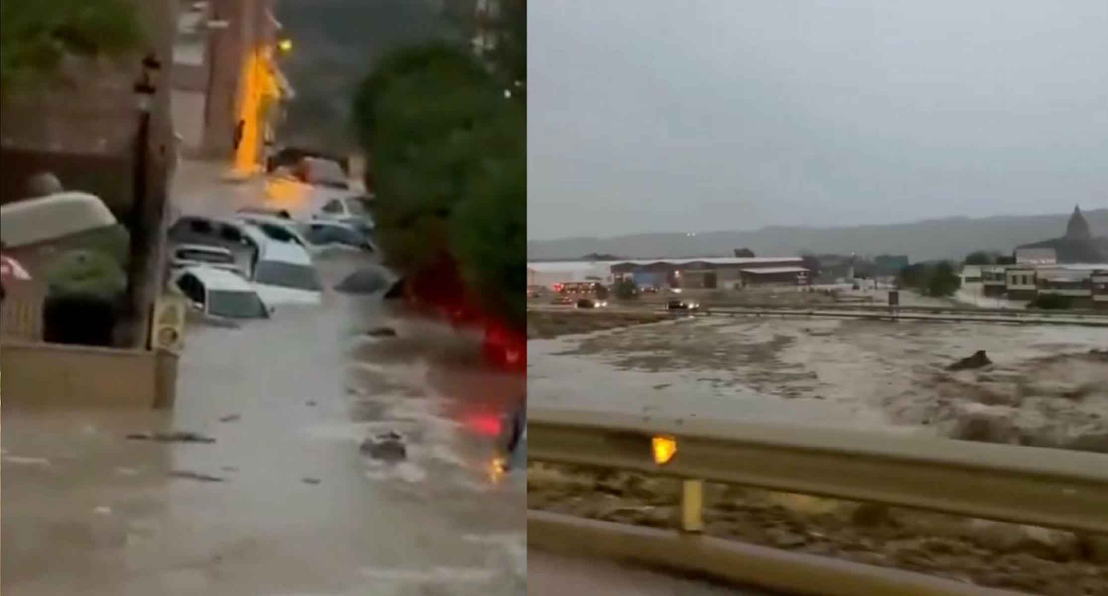 Dos imágenes de las lluvias extremas en el este peninsular.