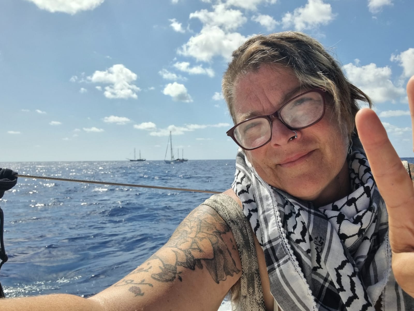 Naé, en la flotilla hacia Gaza. Naé, en la flotilla hacia Gaza.
