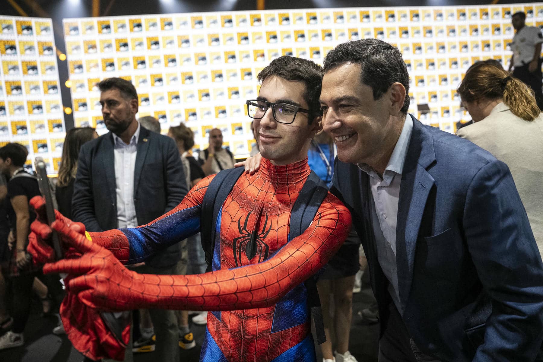 Juanma Moreno, en el cierre de la Comic Con el domingo. Juanma Moreno, en el cierre de la Comic Con el domingo.