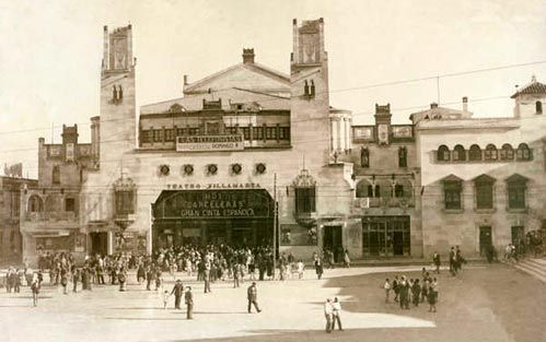 El Villamarta en 1933 en su actual ubicación, pero sin el edificio de Correos.