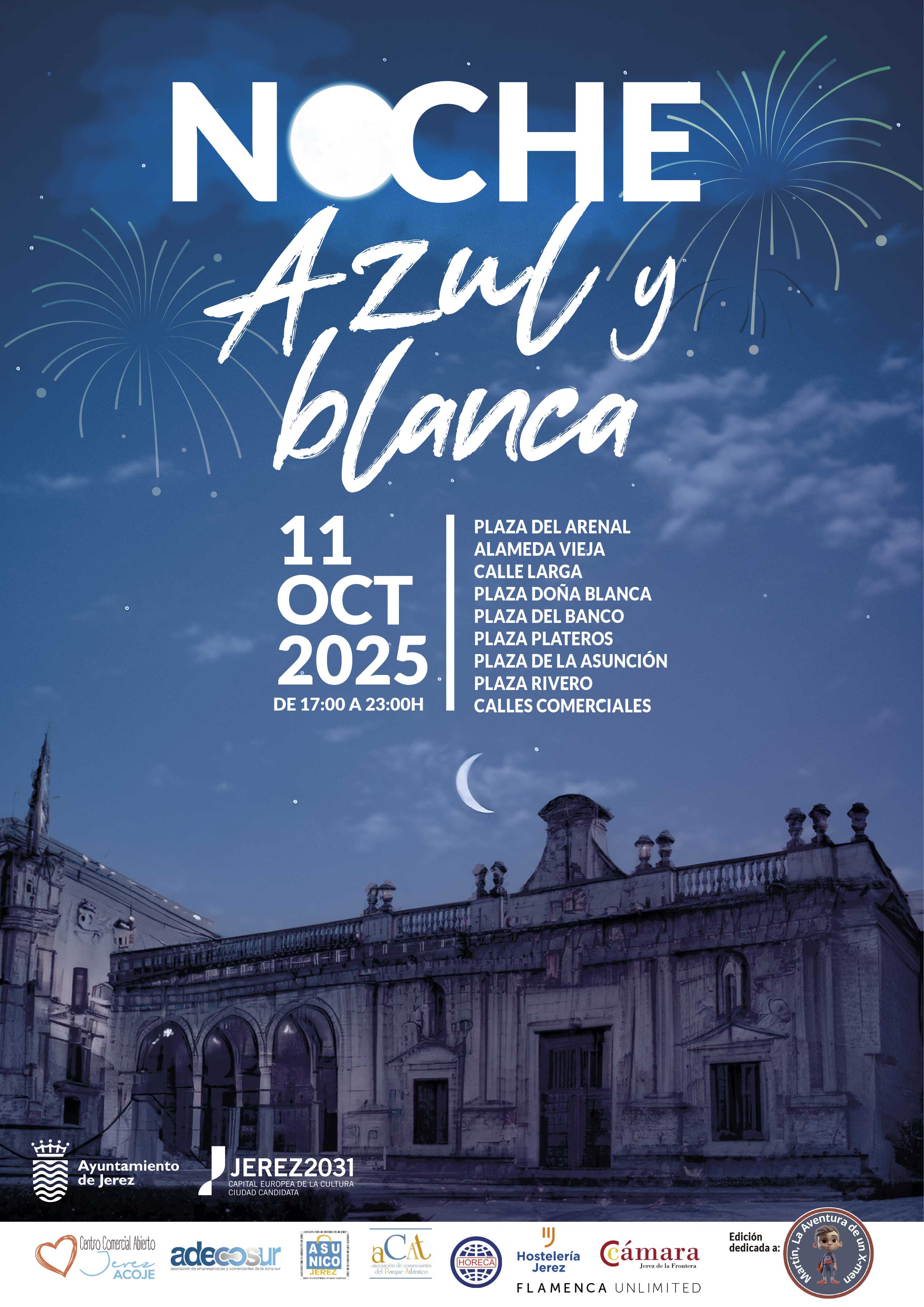Cartel de la Noche Azul y Blanca