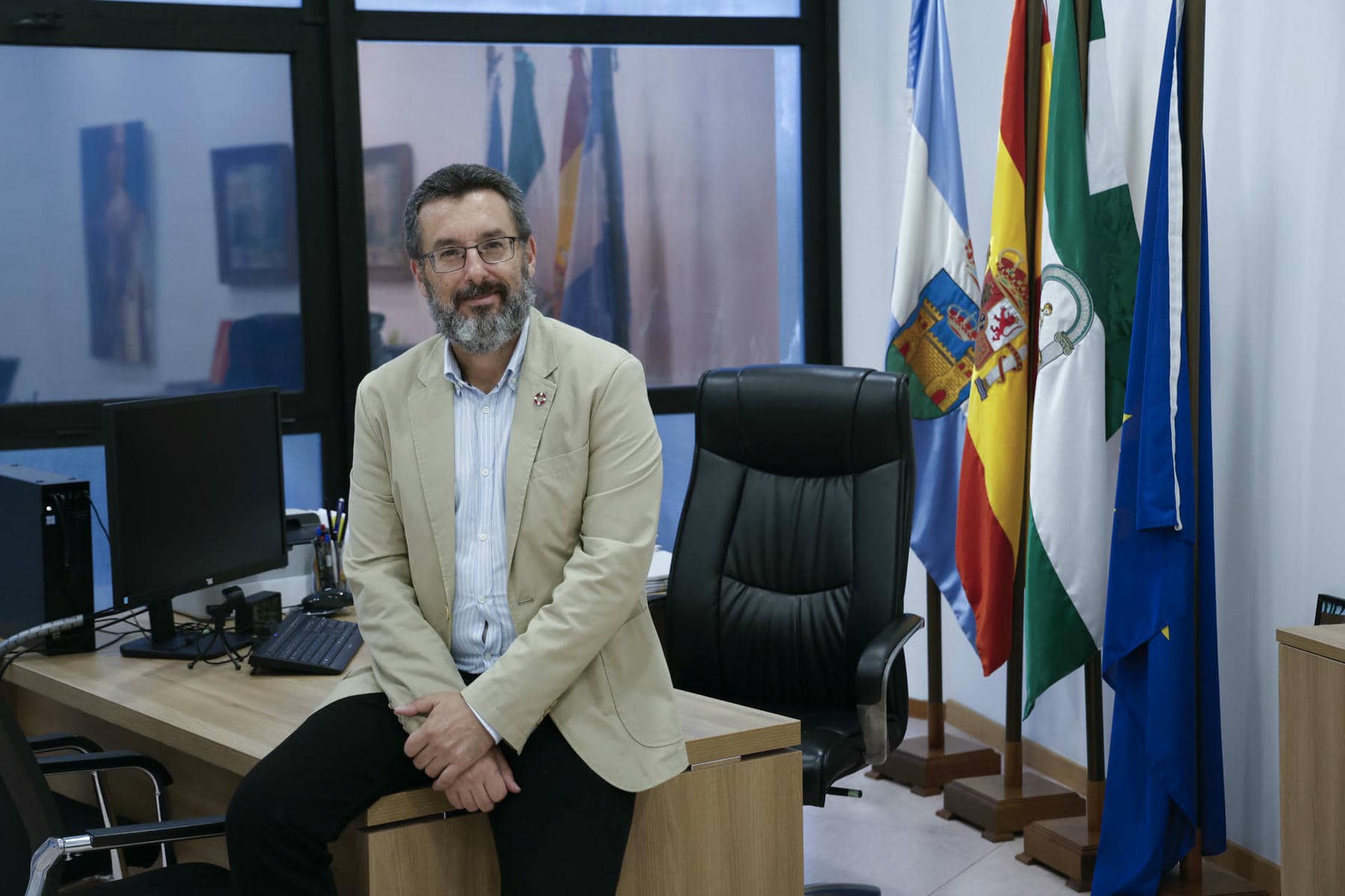 Juan Franco, en su despacho del Ayuntamiento linense.