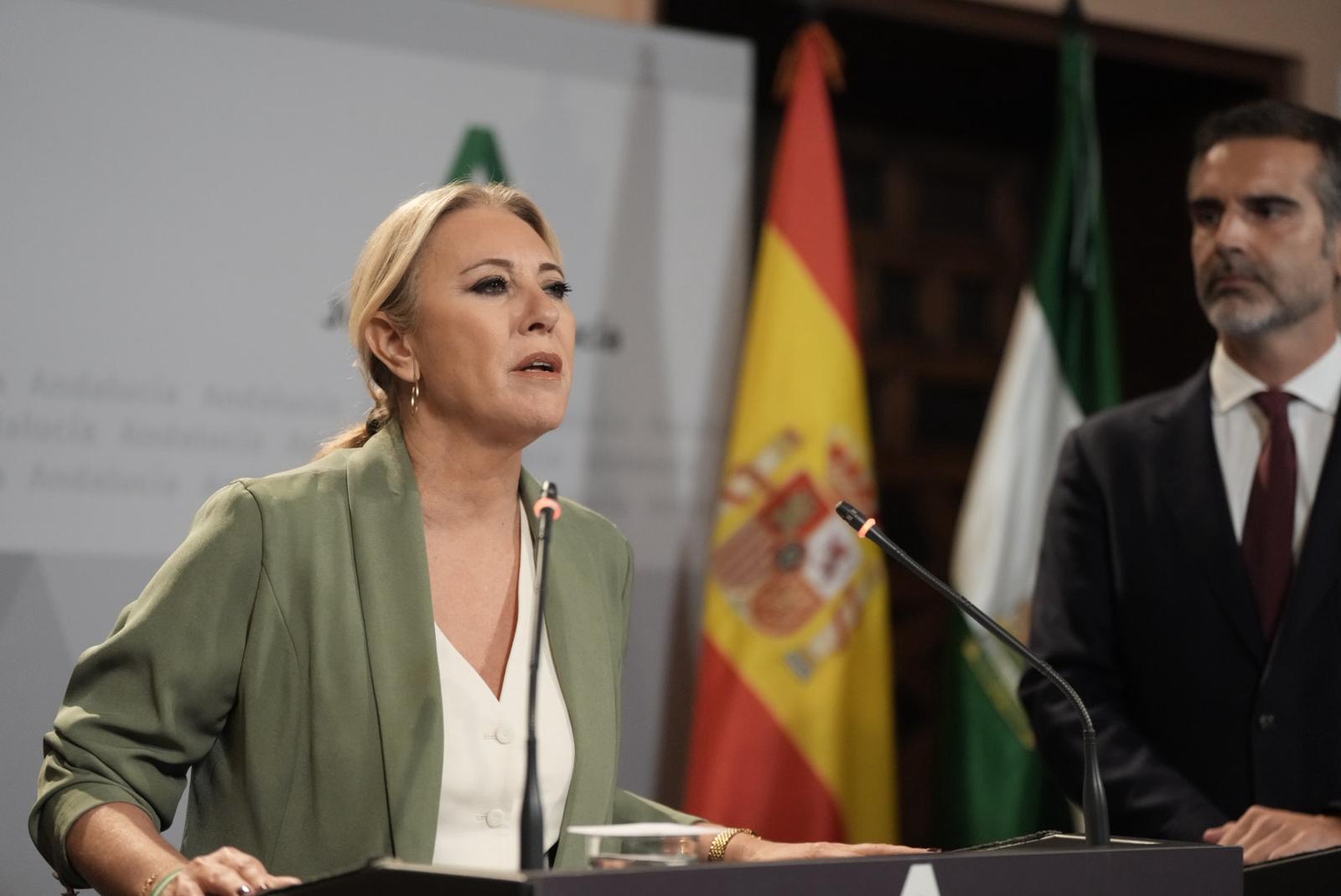 La consejera portavoz, Carolina España, en rueda de prensa este miércoles. La consejera portavoz, Carolina España, en rueda de prensa este miércoles.