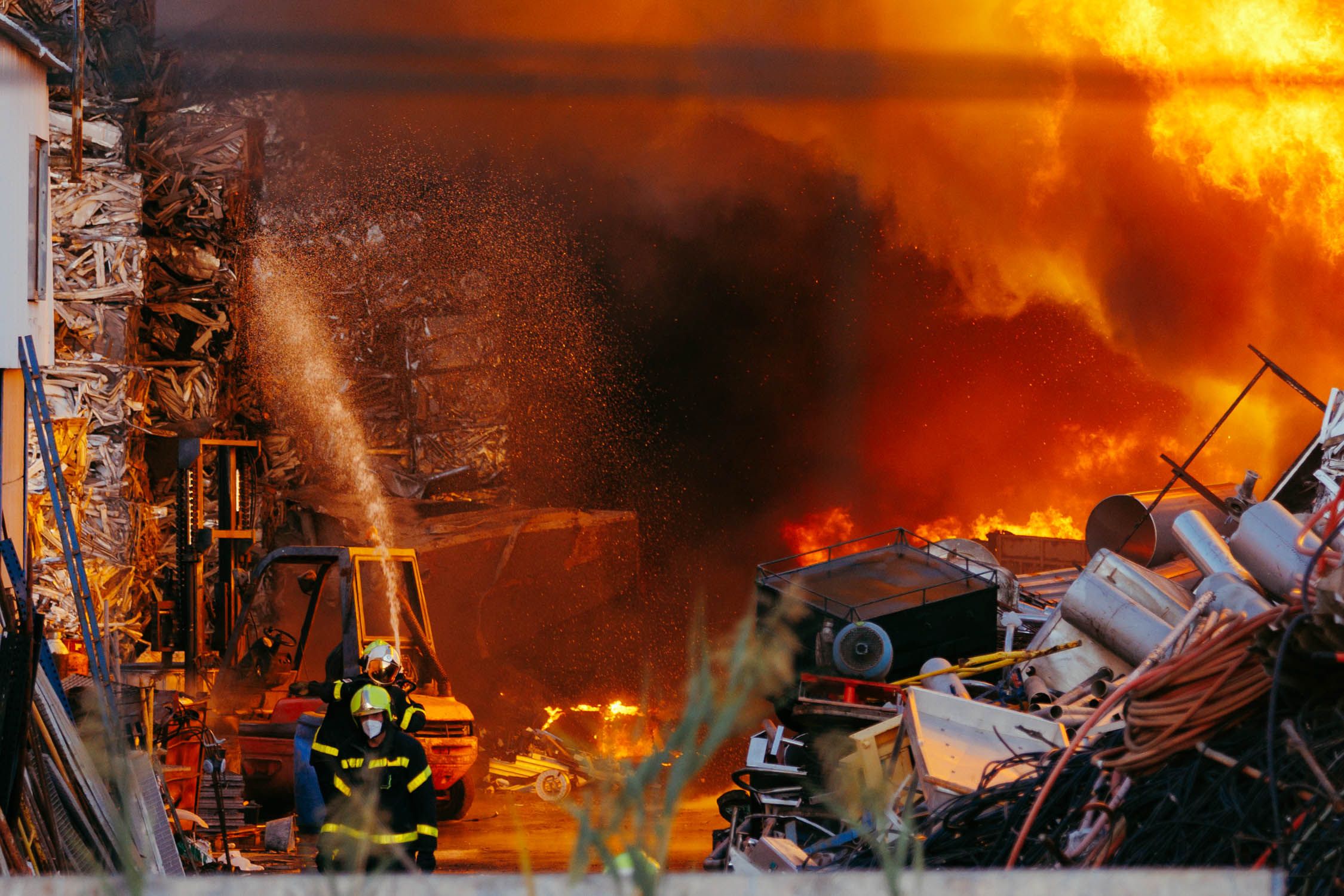 La secuencia de imágenes del incendio en el polígono industrial El Portal desde las 17:02 hasta las 20:42