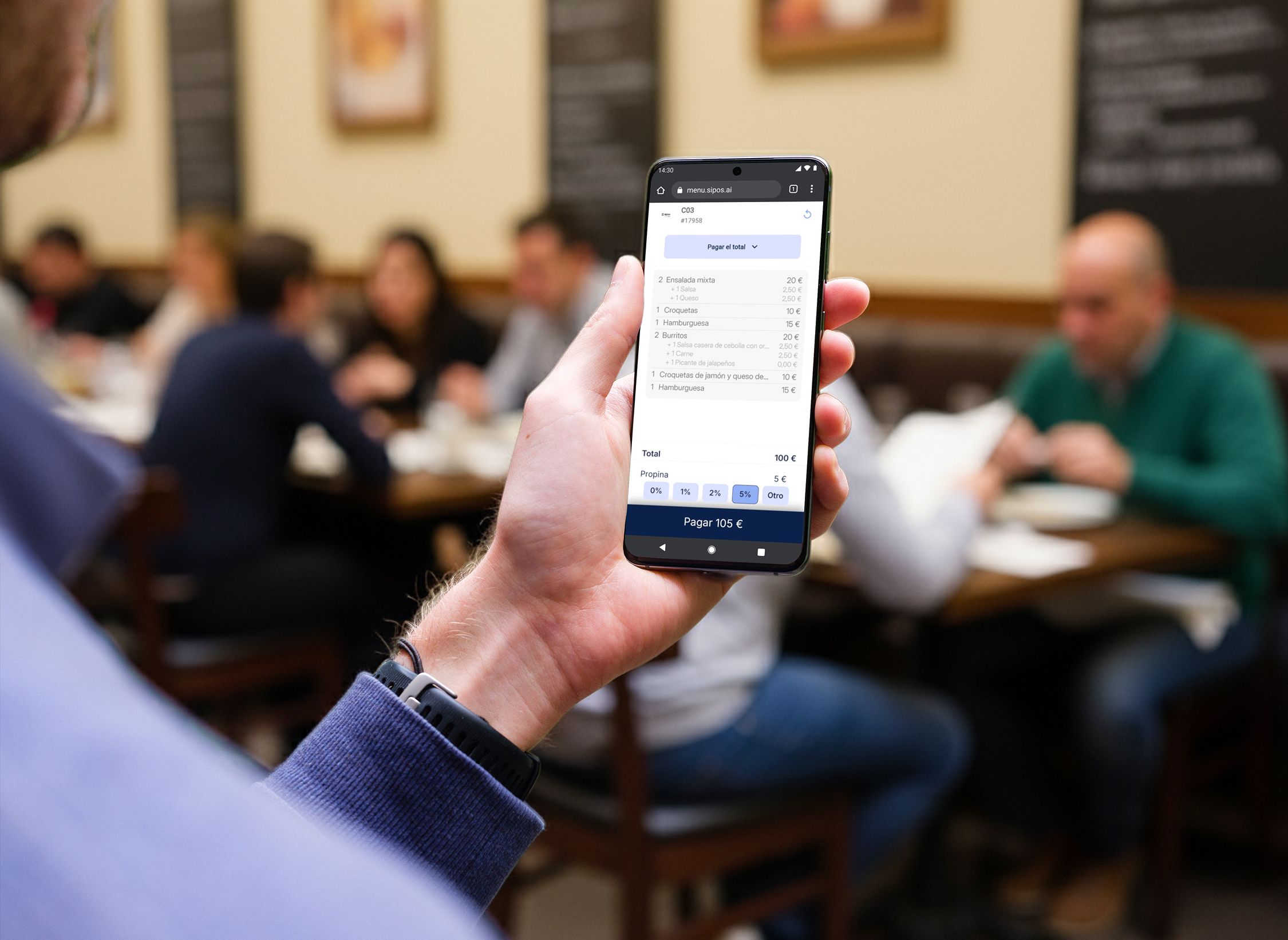 La aplicación de propinas abierta en un smartphone.