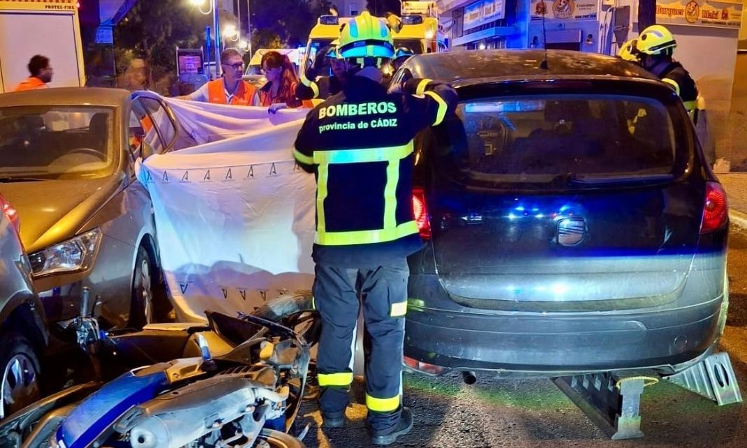 Lugar del siniestro mortal en Cádiz, a primera hora de este jueves.