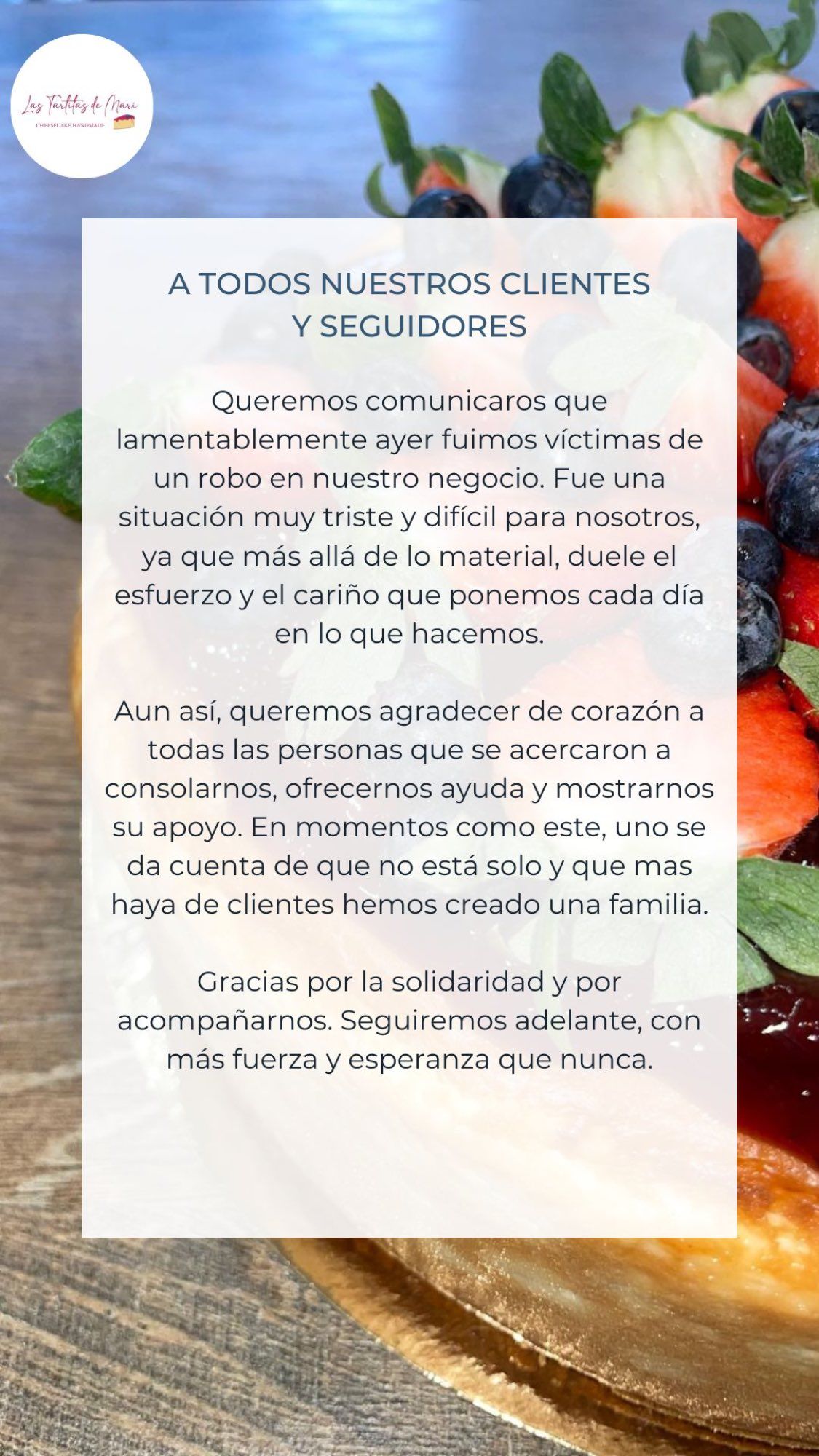 El comunicado de la empresa.