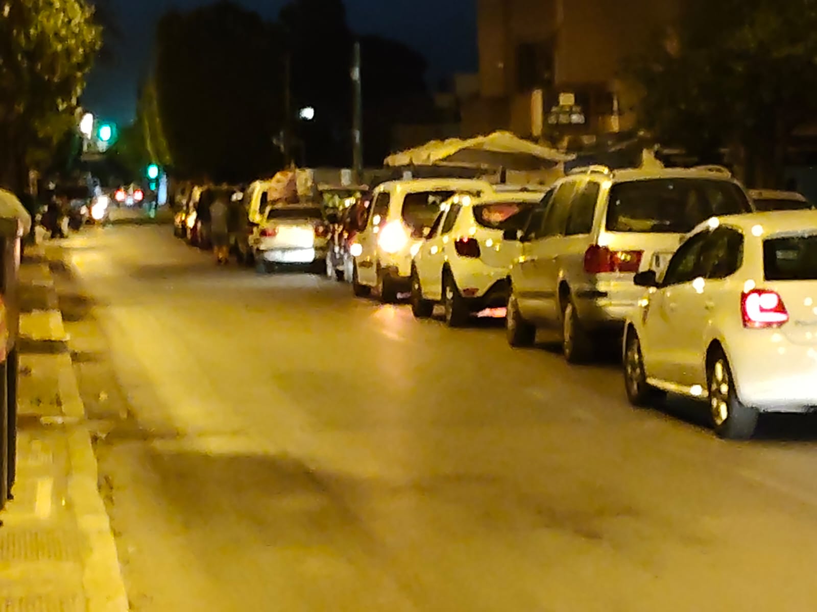 La larga doble fila en el Paseo de la Rosaleda.