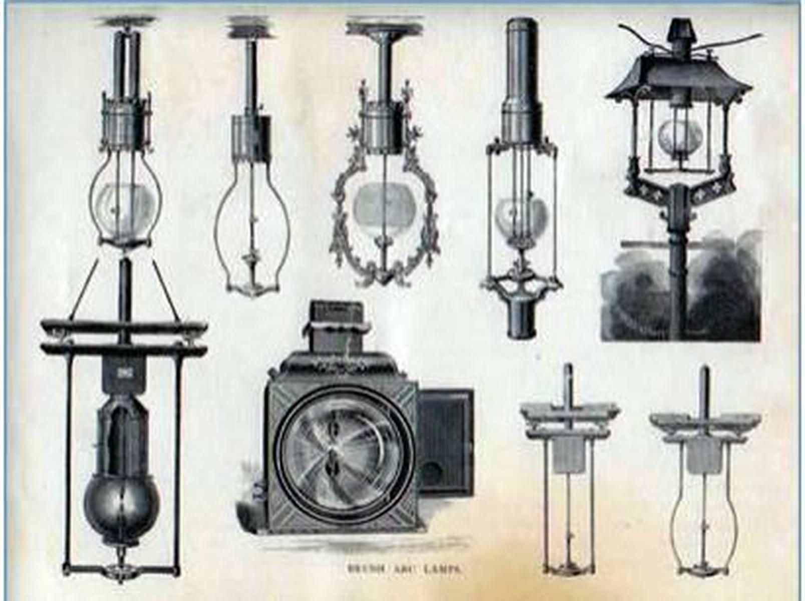 Diversas lámparas de arco voltaico e incandescentes. (1)