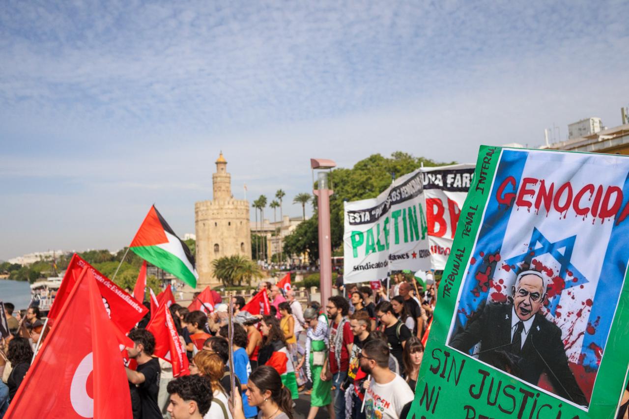 Una concentración en apoyo a Palestina en Sevilla, en una imagen reciente.