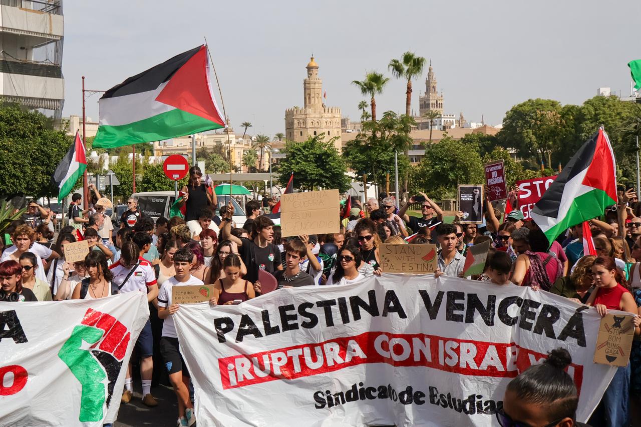 Protesta en Sevilla en apoyo a Palestina.