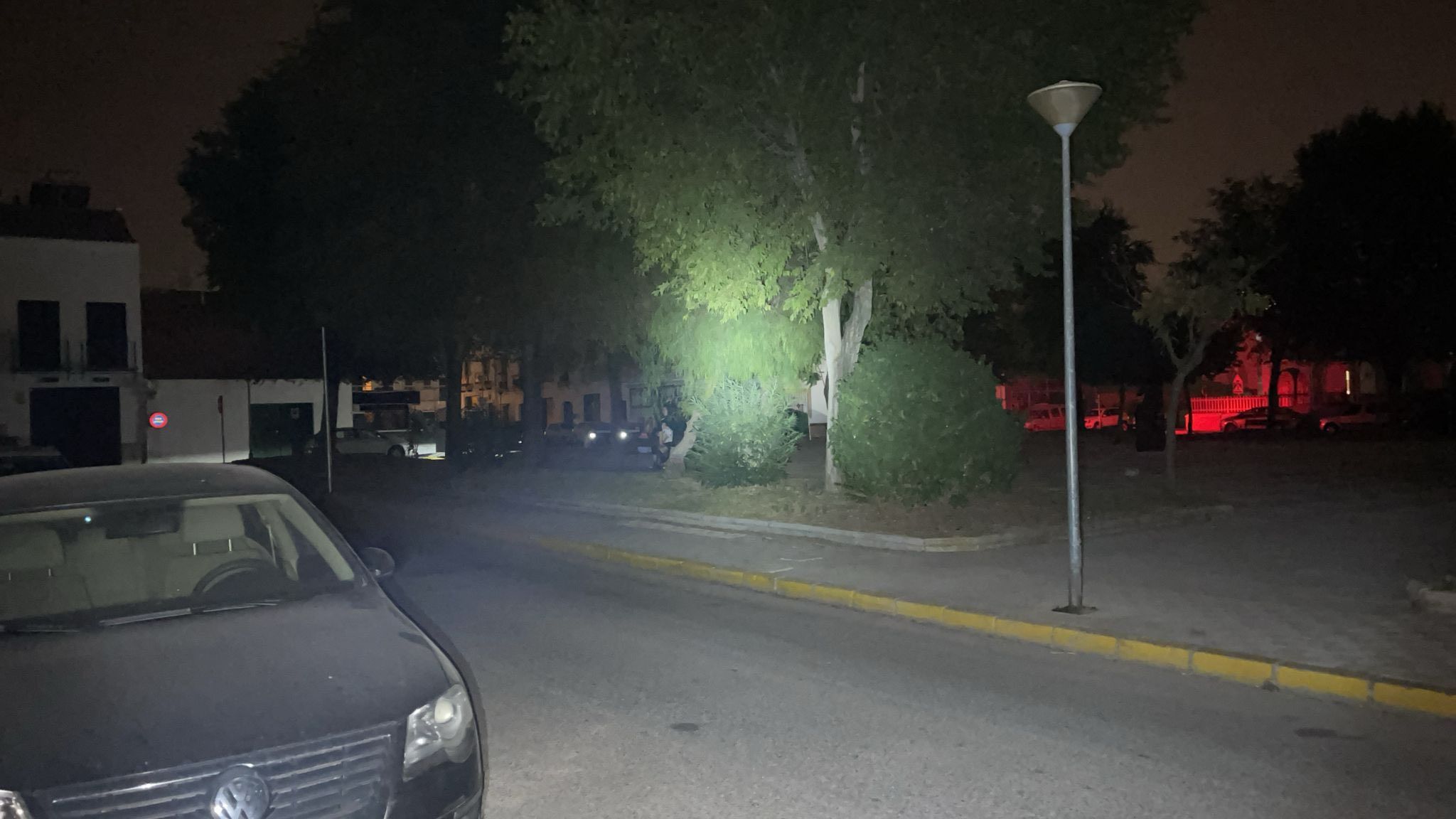 Aspecto que presentaba la noche del martes uno de los parques del barrio de La Nana, en Los Palacios, en una imagen distribuida por el PSOE local.