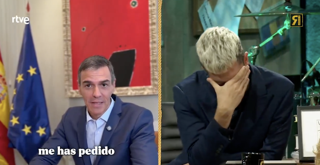 Pedro Sánchez contesta a una broma de Jorge Ponce en 'La Revuelta'. Pedro Sánchez contesta a una broma de Jorge Ponce en 'La Revuelta'.