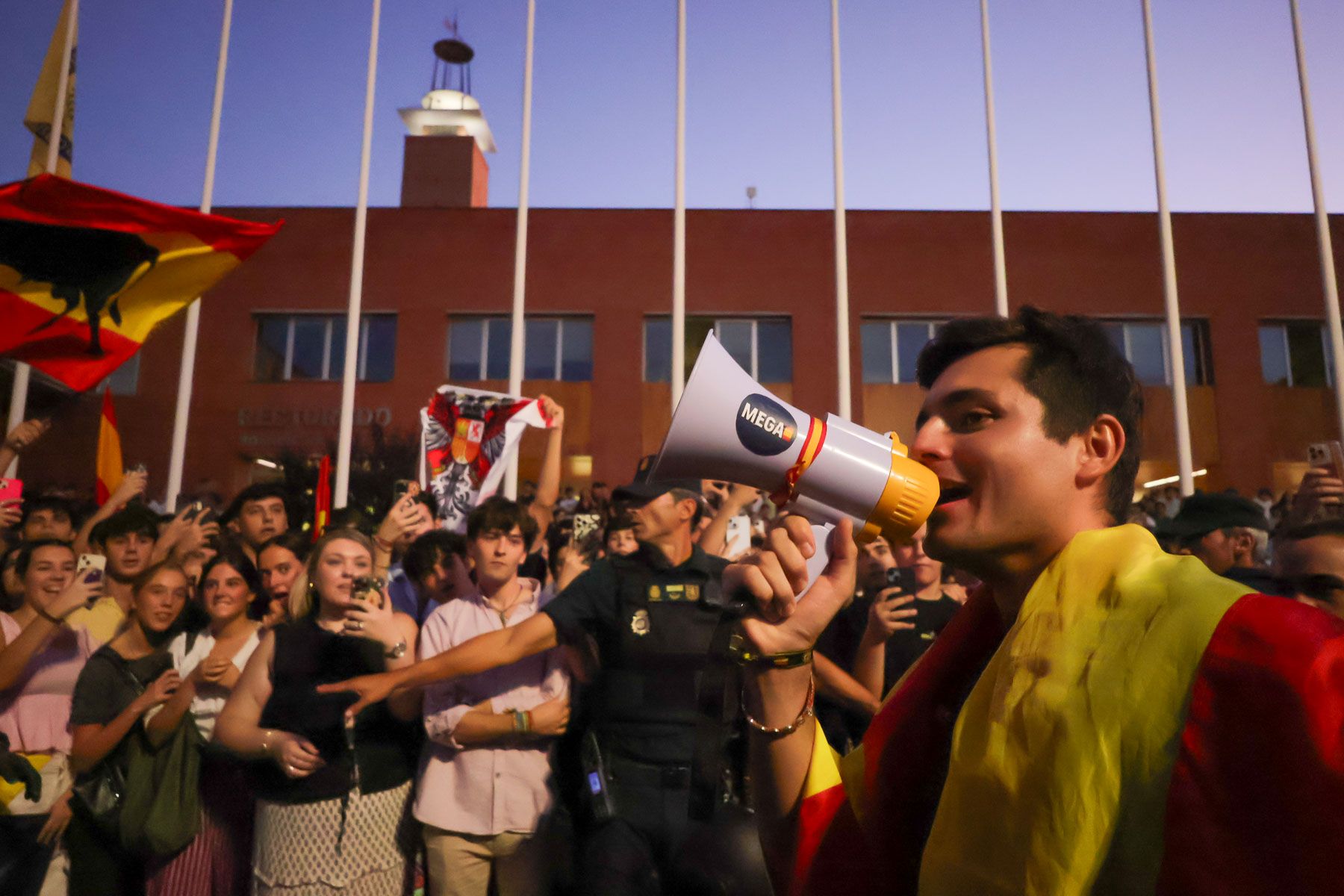 Vito Quiles, durante un acto en la Universidad Pablo de Olavide de Sevilla.