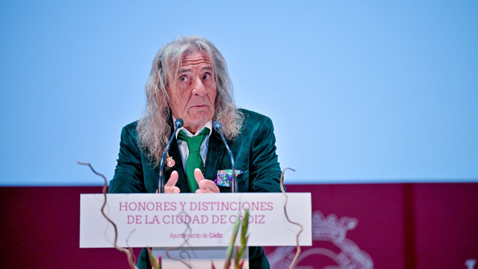 Antonio Reguera, durante la entrega del título de Hijo Predilecto.