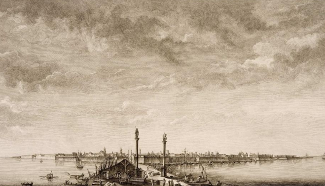 Vista de Cádiz, 1795. Pedro Grolliez, Tomás López Enguídanos Fuente Biblioteca Nacional de España