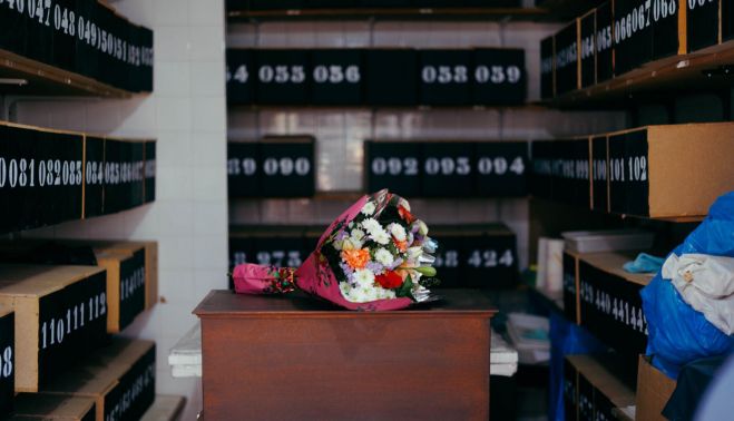 El osario de Ramón en la sala donde se guardan más restos de fusilados que esperan su identificación.