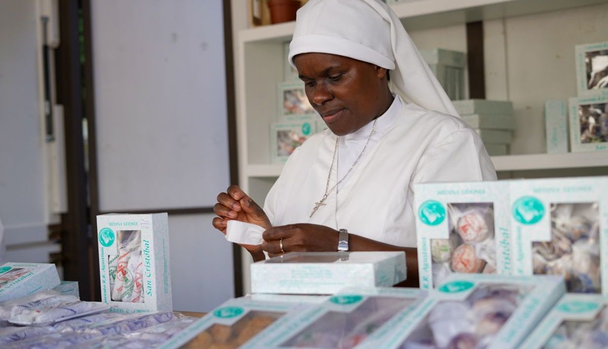 Venta de dulces en la Plaza de España.