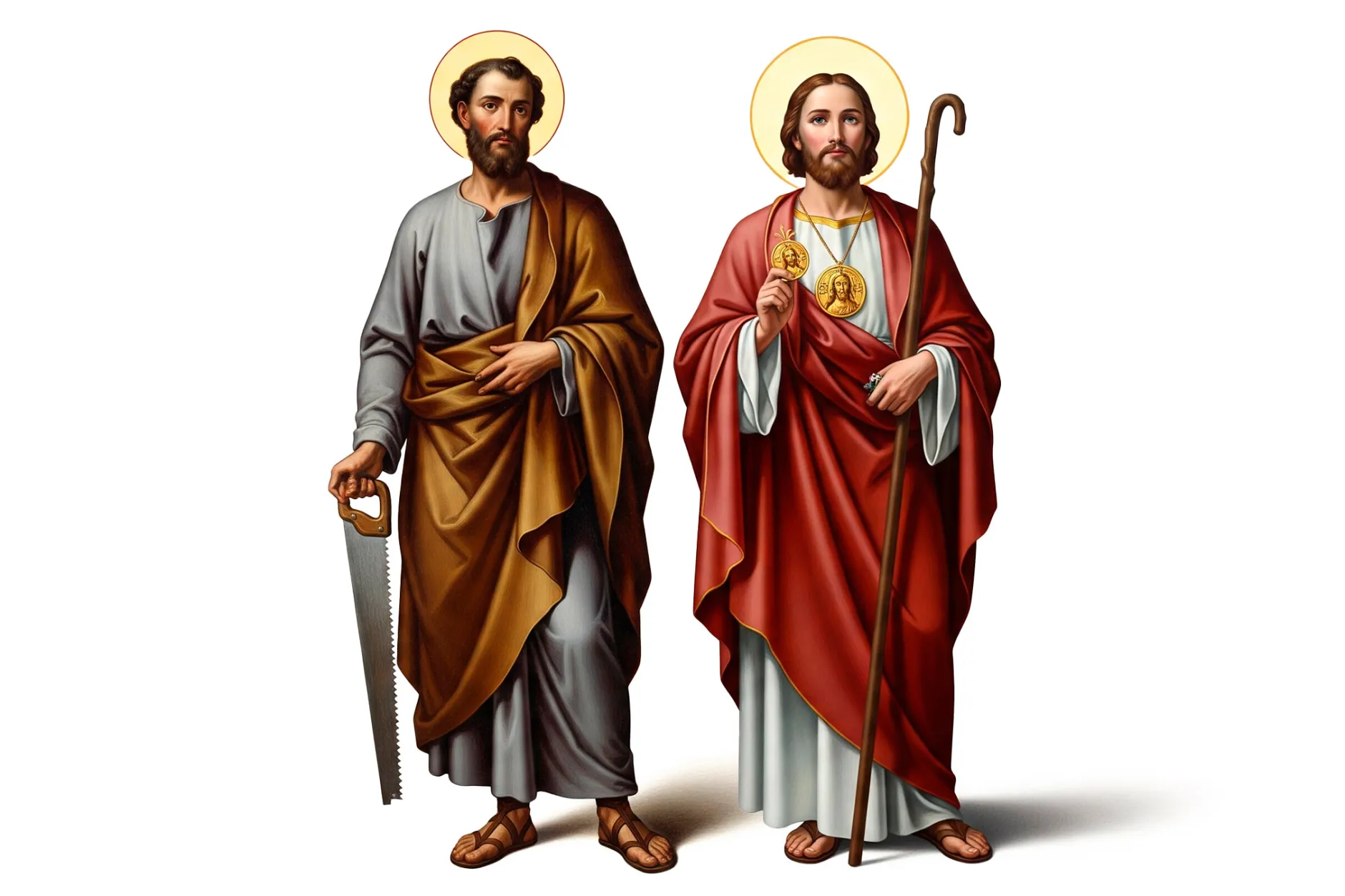 Representación de los santos Simón y Judas Tadeo, apostoles. Representación de los santos Simón y Judas Tadeo, apostoles.