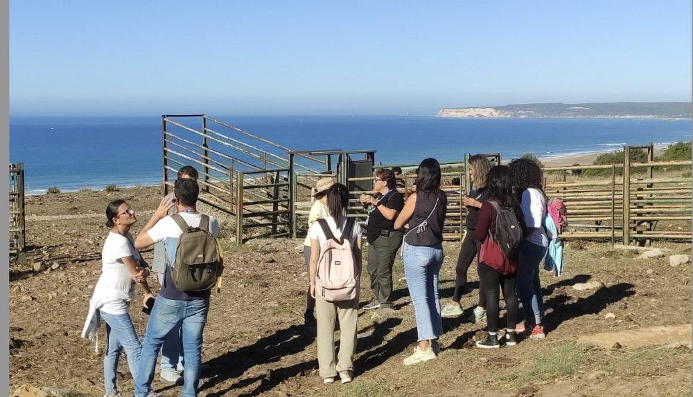 Participantes en la ruta en una instalación ganadera.