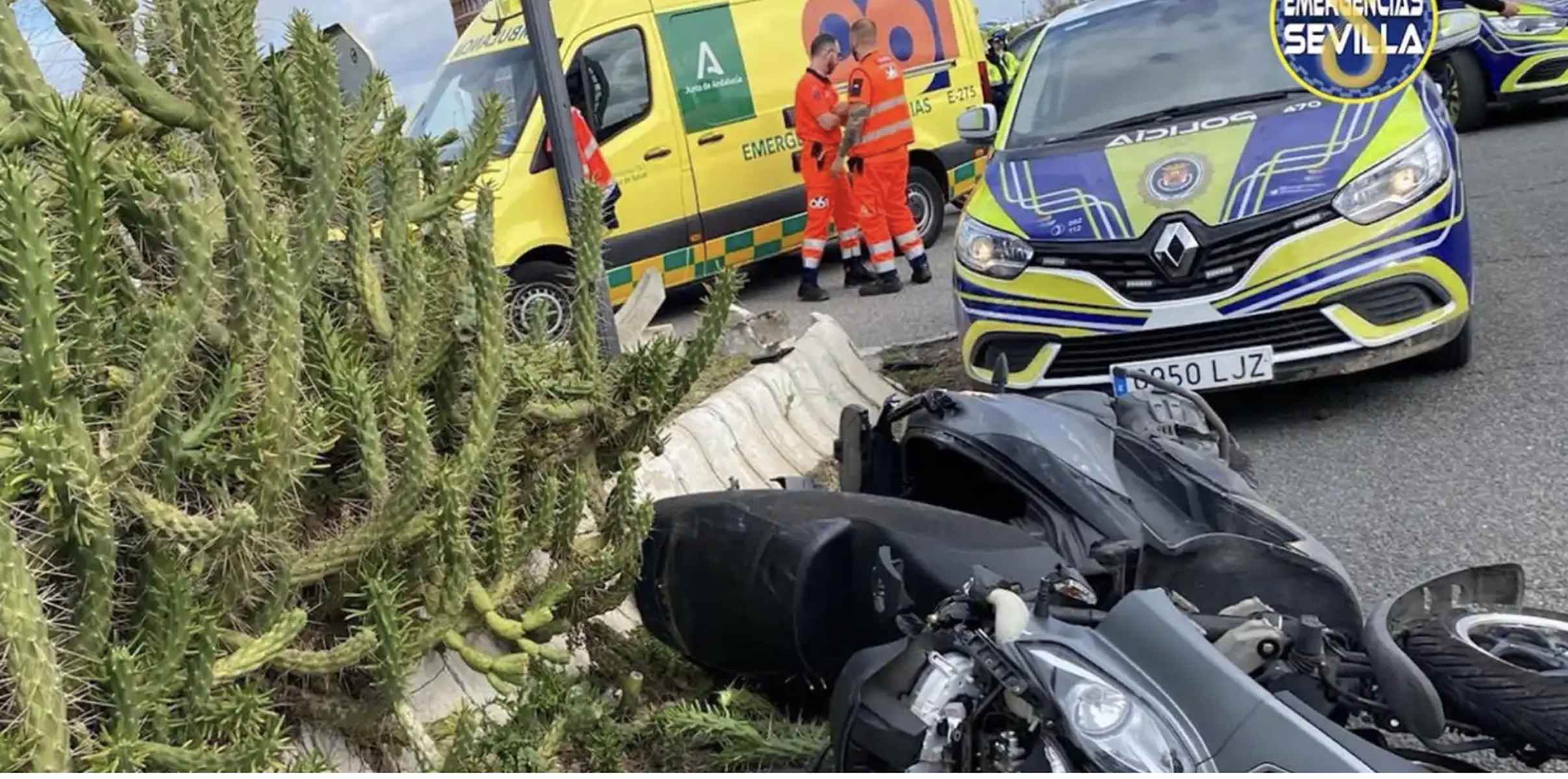 Imagen de archivo de un accidente de moto en Sevilla. Imagen de archivo de un accidente de moto en Sevilla.