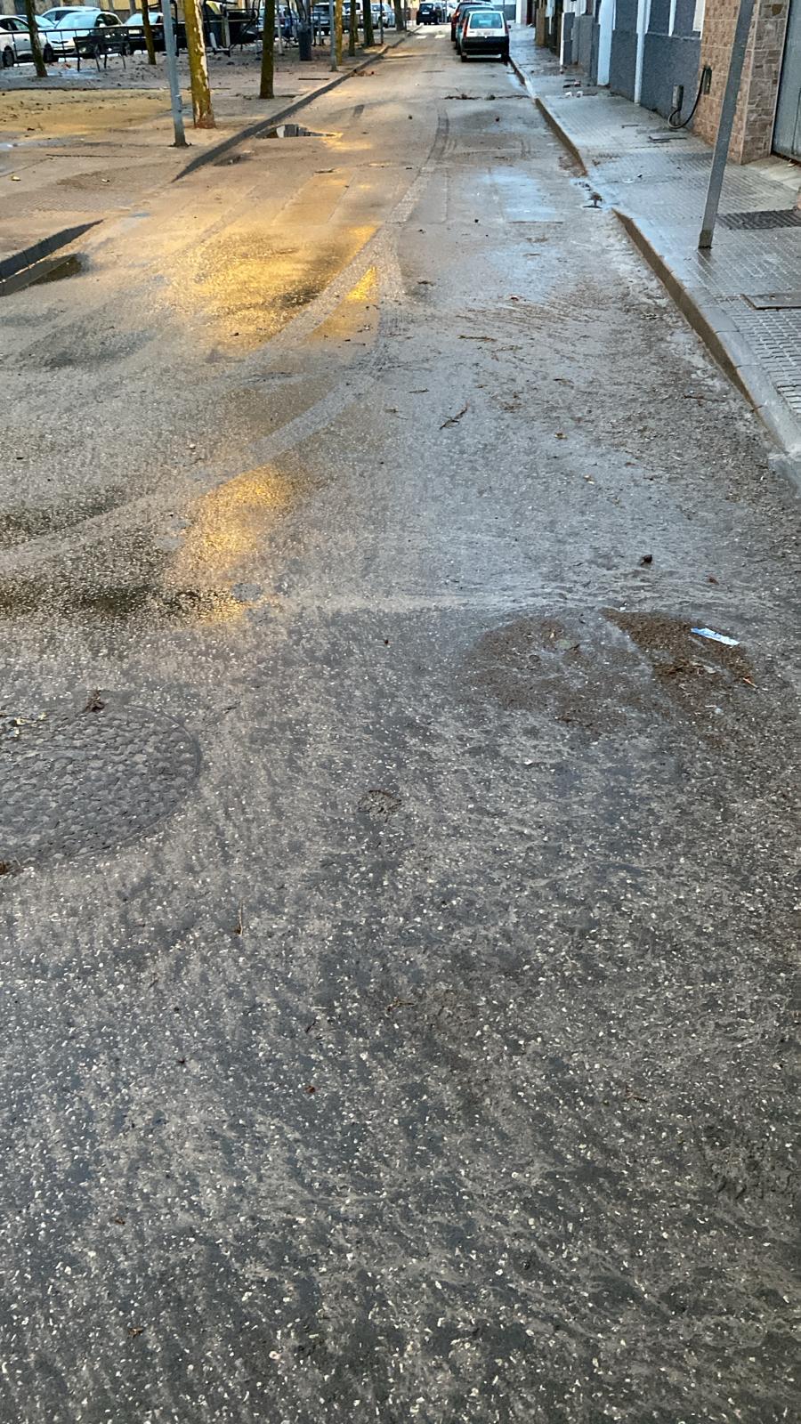 Suciedad arrastrada por una tromba en Sanlúcar.