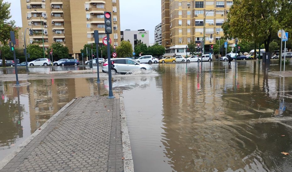 Una de las calles anegadas.