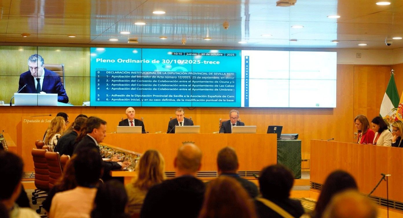 Un momento del pleno de Diputación de Sevilla. Un momento del pleno de Diputación de Sevilla.