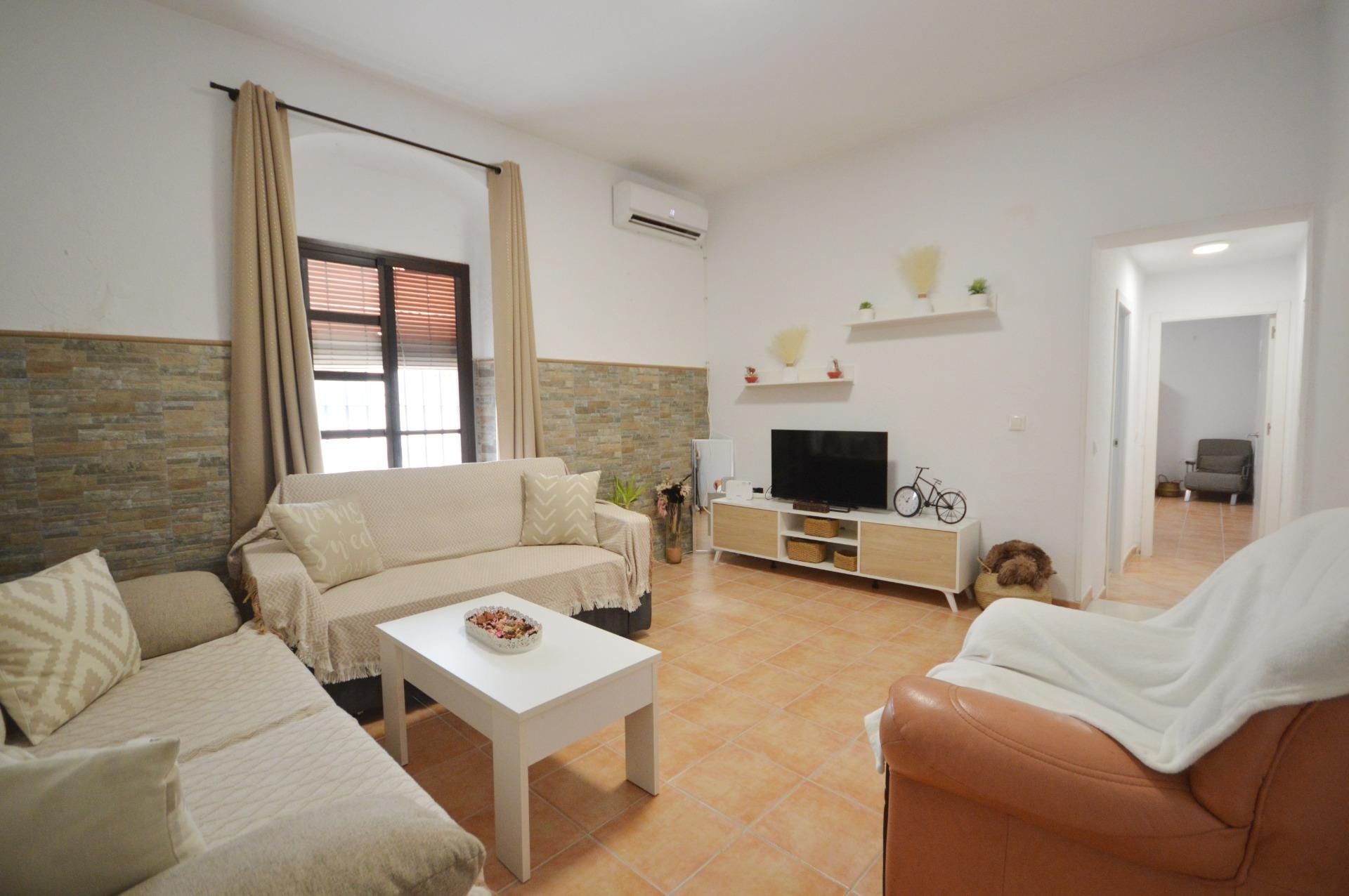 El salón de la vivienda que se vende frente a la Catedral de Jerez.