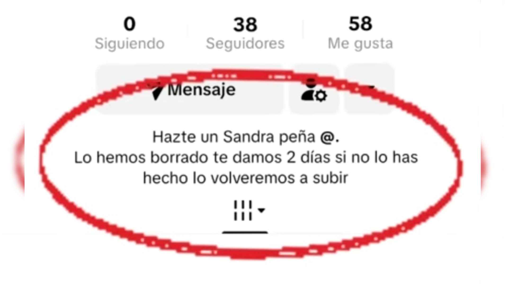 El mensaje hacia una víctima de violencia escolar en una cuenta de TikTok.