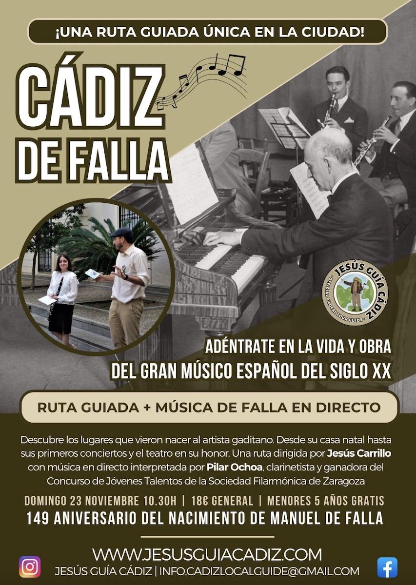 Cartel de la ruta gaditana por el aniversario de Manuel de Falla.