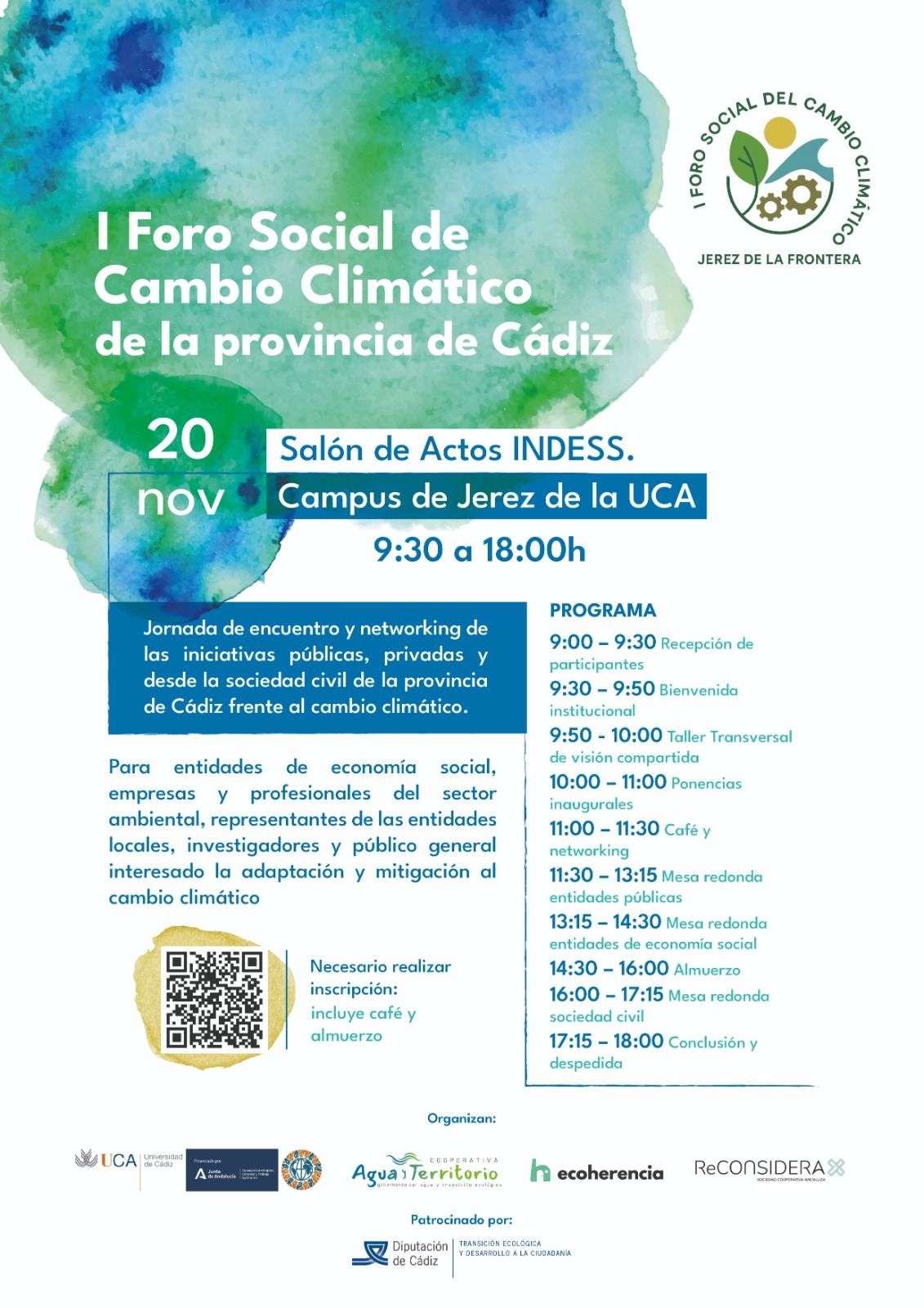 Cartel del I Foro Social de Cambio Climático de Cádiz.