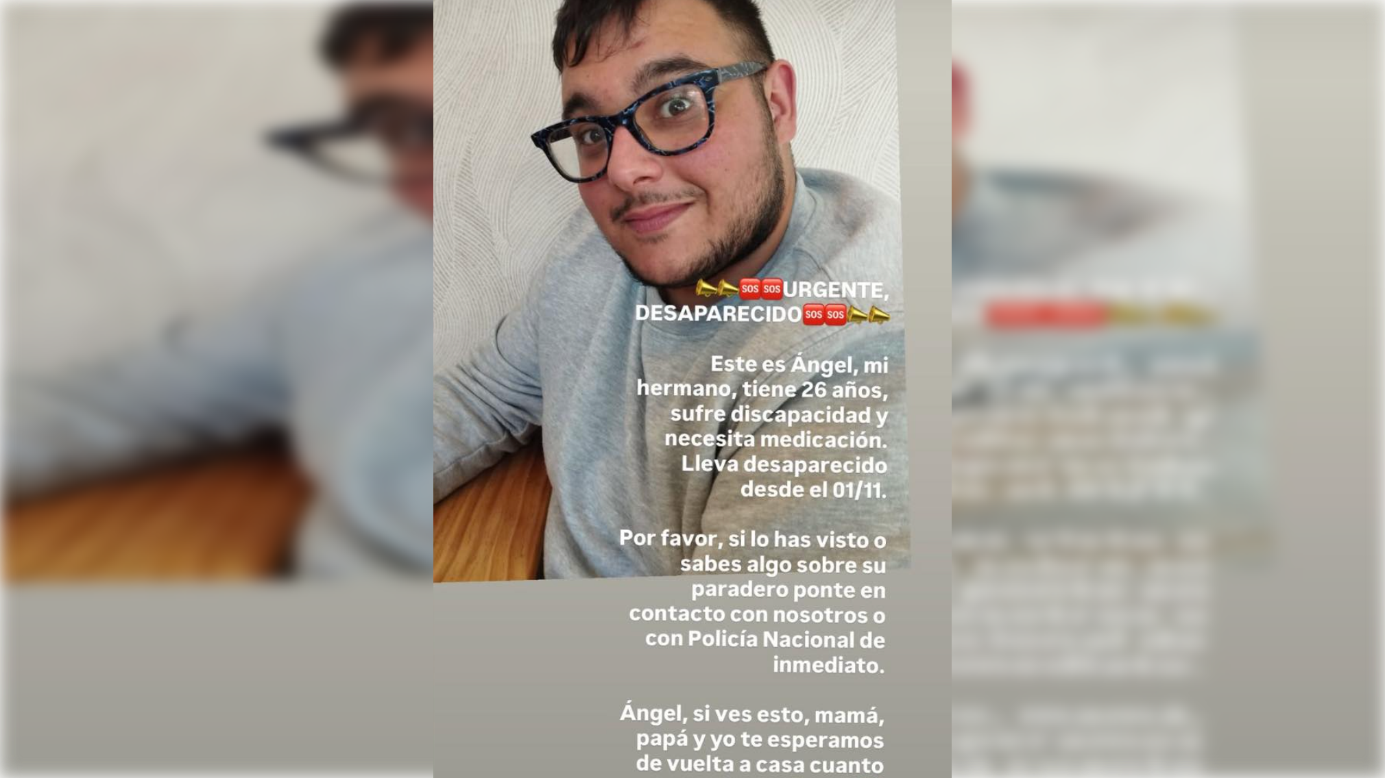 Cartel de búsqueda de Ángel, desaparecido el pasado 1 de noviembre en Jerez.