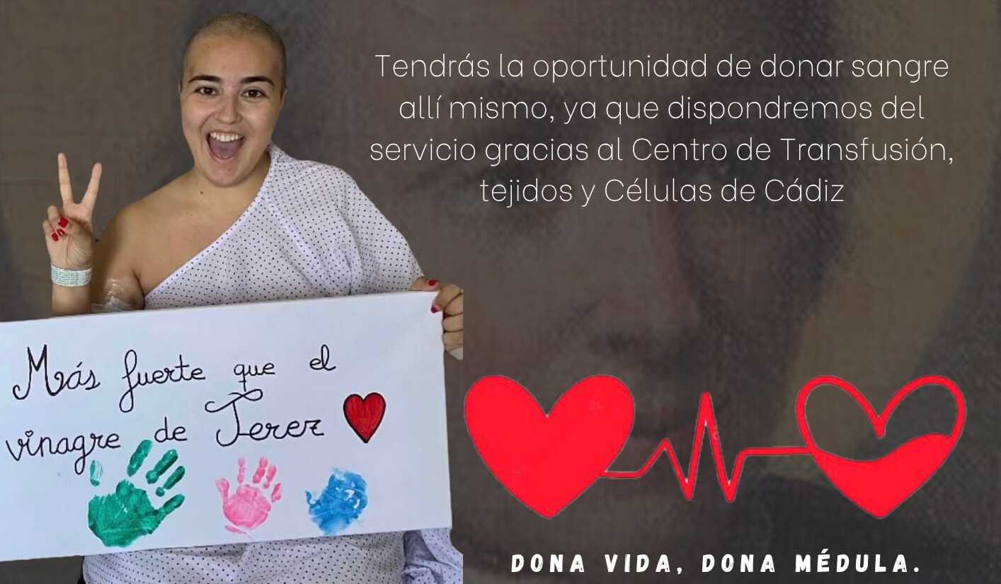 El cartel de promoción de la donación de sangre y médula en Jerez por Alba. El cartel de promoción de la donación de sangre y médula en Jerez por Alba.