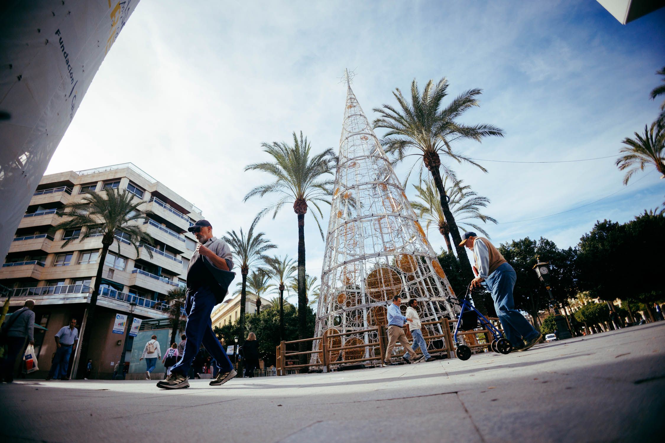 El árbol navideño instalado en la plaza del Arenal. 