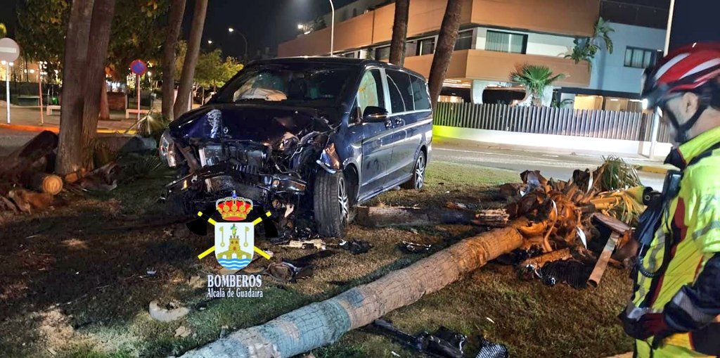 El coche de Cayetano Rivera tras el accidente. El coche de Cayetano Rivera tras el accidente.