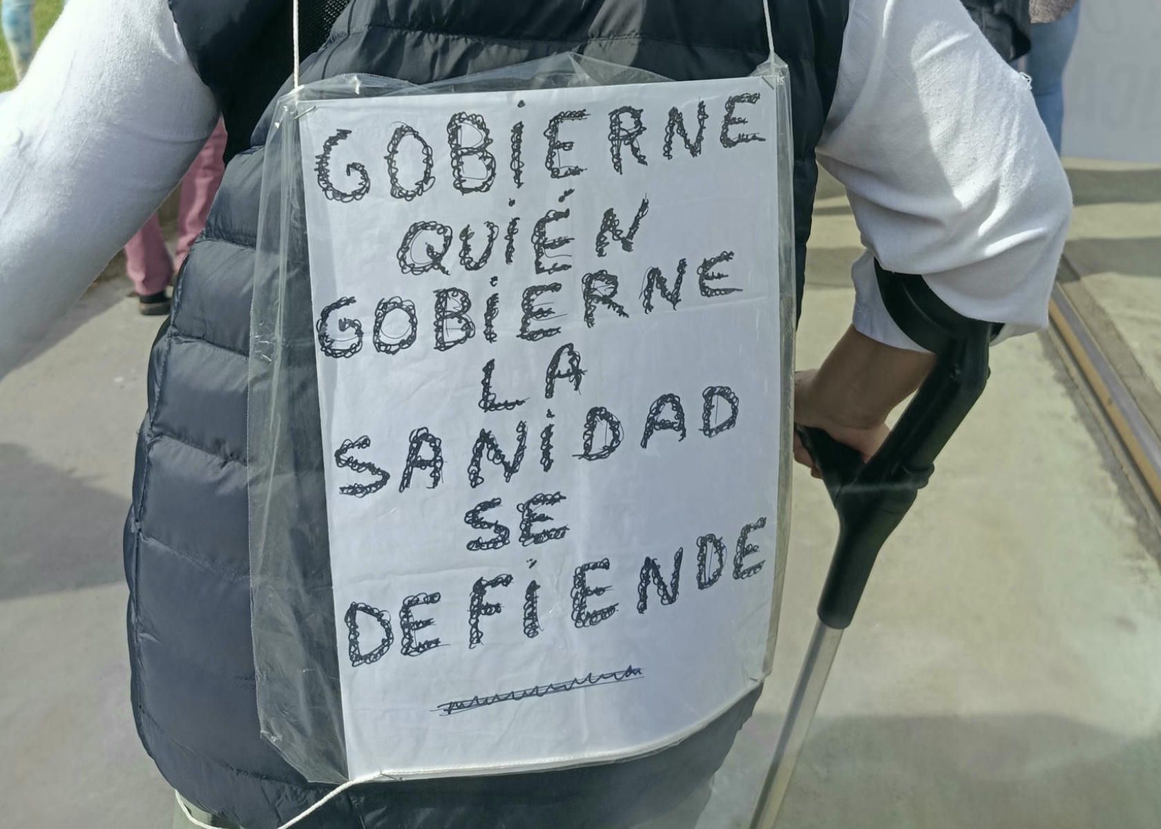 Un cartel en una manifestación en defensa de la sanidad pública.