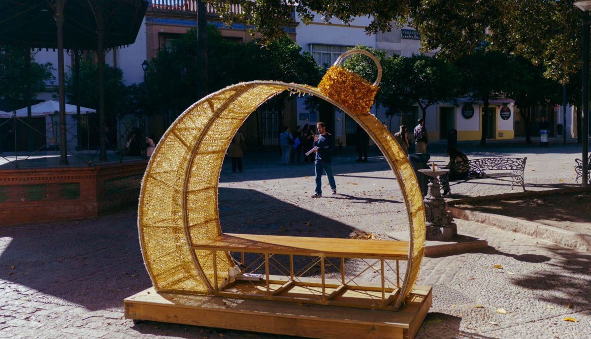 El fotocall instalado en la Alameda del Banco.