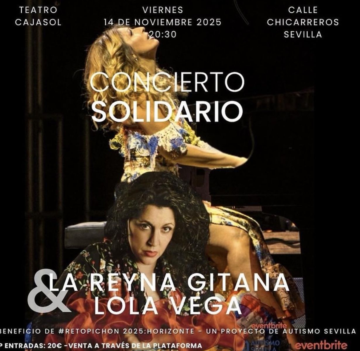 Cartel de la actuación de Rosario Montoya y Lola Vega para el Reto Pichón 2025.